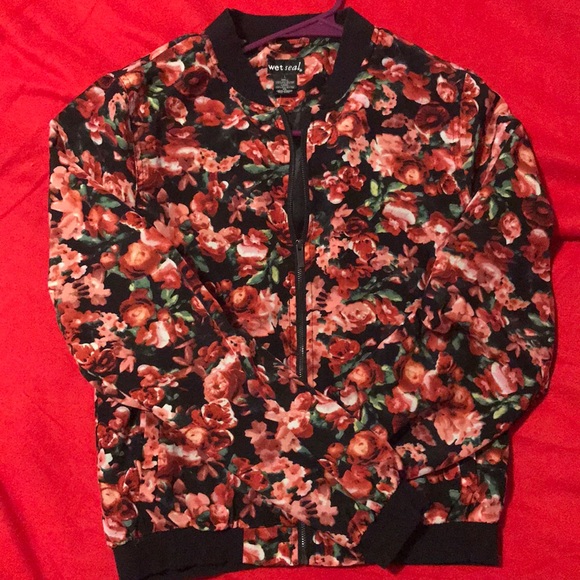 Wet Seal Jackets & Blazers - Wet Seal Rose Bomber Jacket